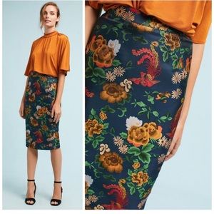 Floral Jacquard Pencil Skirt - Navy Multi